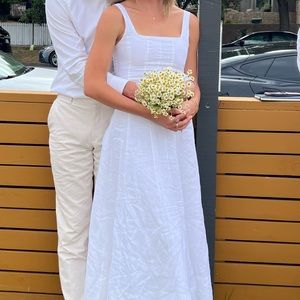 DISSH MILHAN - White linen midi dress